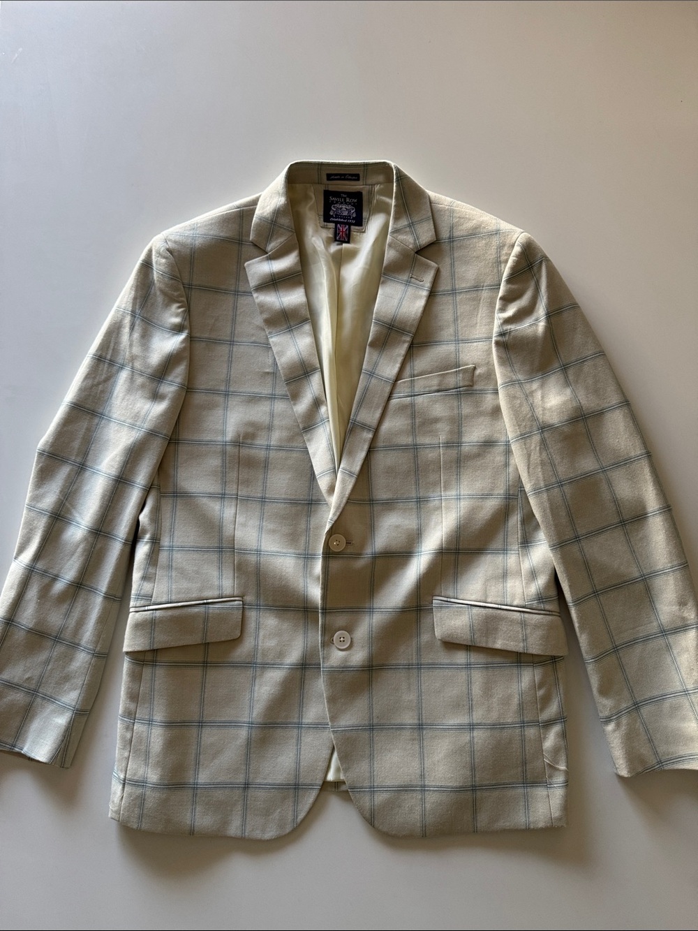 Savile Row Cream Windowpane Sport Coat Blazer